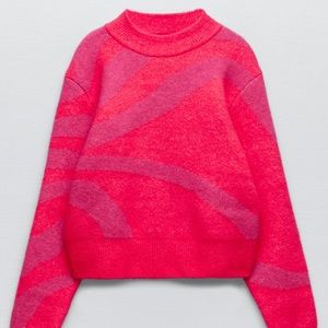 Zara Jacquard Fuchsia Sweater
